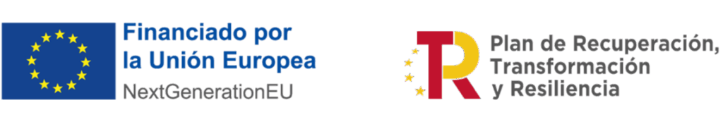 Logotipo de Financiado por la Unión Europea y Logotipo de Plan de Recuperación Transformación y Resiliencia